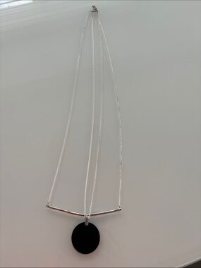 Anne-Marie Chagnon Silver Necklaces with Black Round Pendant